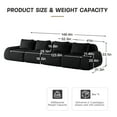 thumbnail image 2 of Alvantor 146" Cloud Modular Sectional Sofa Deep Seat Flannelette Boneless Couch for Living Room Bedroom Black, 2 of 11