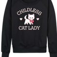 thumbnail image 3 of Instant Message - Childless Cat Lady Kitten Women's Lightweight French Terry Wide Neck Long Sleeve Graphic Shirt, 3 of 6