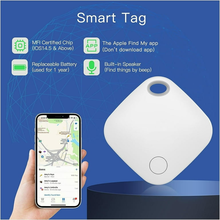 Bluetooth Tracker and Item Locator: Key Finder, Smart tag Item Finder Works  with Apple Find My(only iOS Compatible),1 Year Replaceable Battery, Smart