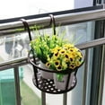 thumbnail image 3 of Tkrady Iron Hanging Holder Over The Rail Metal Fence Planters, Hanging Bucket Flower Pot Holder for Patio Balcony Outdoor - Pack of 2 (Black), 3 of 7