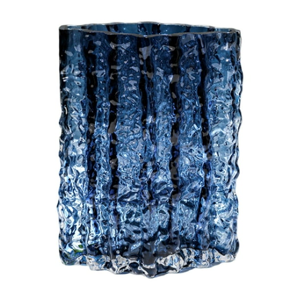 Jarrón de vidrio Jarrón de flores de vidrio Jarrón de mesa Jarrones de arte decorativo Porta plantas Planta Azul