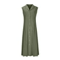 thumbnail image 4 of OSOLU Solid Color Women Casual Dress Elegant V-Neck Sleeveless Button Down Work Dress Spring Summer Fall Daily Wear Comfortable Stylish Birthday Sundress Dresses For Women 2025 Elegant Classy, 4 of 5