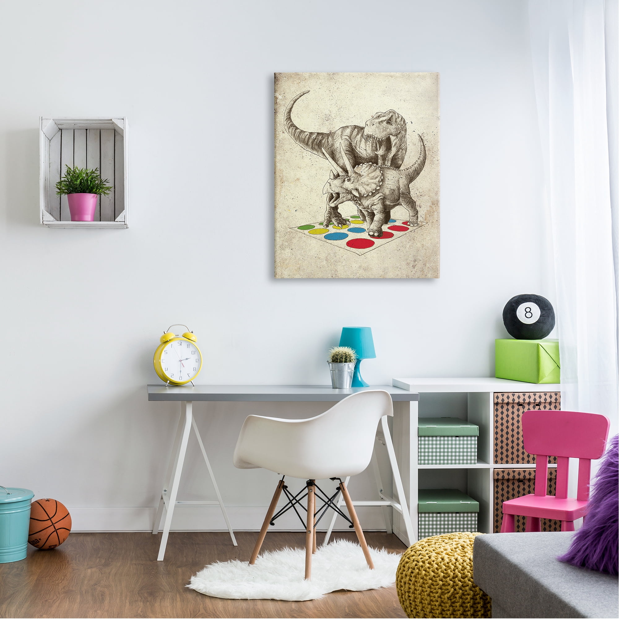 Stupell Industries Humorous Dinosaurs Playing Quirky Game Vintage Effect Canvas Wall Art, 30 x 40, Design by Arrolynn Weiderhold