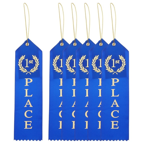 Uxcell Award Ribbons First Place, 1st Winner Ribbons with Even Card and Rope, Blue 6Pcs