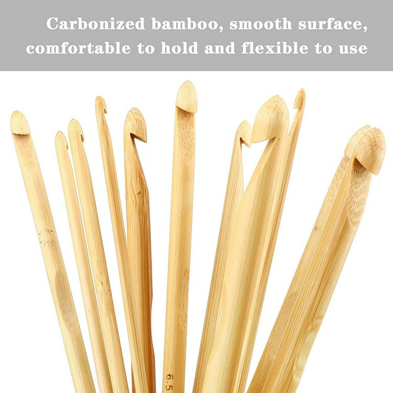 23 Pieces Tunisian Crochet Hooks Set 3-10 Mm Cable Bamboo Knitting Needle  With Bead Carbonized