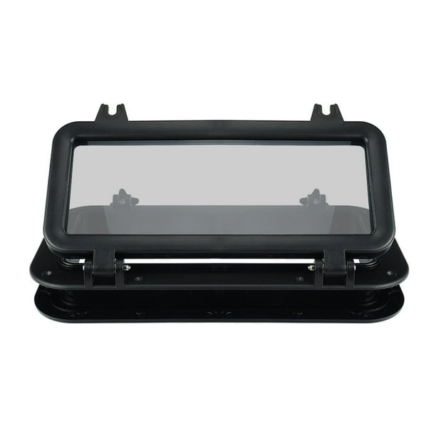 Scienceny Ojo de buey rectangular ABS de 4 mm de vidrio templado impermeable pretaladrado portillo de apertura barcos de pesca hardware de orificio de Bombillas para automóviles Negro Scienceny VI001865-02B