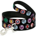 thumbnail image 1 of Dog Leash 9 Avenger Icons Black Multi Color 6 Feet Long 0.5 Inch Wide, 1 of 5