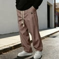 thumbnail image 3 of qucoqpe Wide Leg Pants for Men Drawstring Waist Casual Dress Pants Baggy Versatile Pleated Straight Leg Work Trousers, 3 of 7