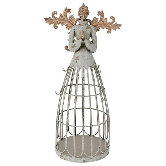 Y&K Decor Antiqued Metal Garden Angel Statue with Hook Patio Lawn Yard Indoor Outdoor Christmas Decorations (18")