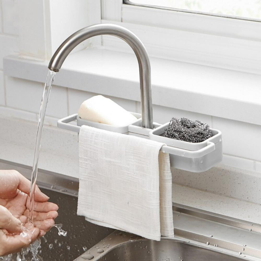 sink faucet soap sponge drain holder rack storage kitchen bathroom organizer 47