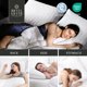 thumbnail image 5 of Hotel Grand - Almohadas de plumón de plumas suaves, tamaño estándar, juego de 2 paquetes de almohadas de cama de tela 100% algodón con tiras blancas para personas que duermen en todas las posiciones,, 5 of 7