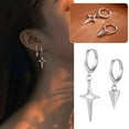 thumbnail image 2 of Fashion Men Women Metal Hoop Cross Drop Dangle Ear Studs Party Earrings I9J1, 2 of 5
