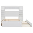 thumbnail image 4 of Versatility Galore Solid Wood Bed Frame with All-in-One Cabinet, Shelf and Sockets, Platform Bed Frame, Mid Century Bedframe, Wood Foundation(White, Full), 4 of 9