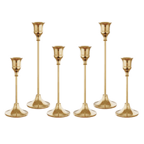 NLBTW Set of 6 French Gold Candlestick Holders, Taper Candle Holders for Wedding, Party Decor
