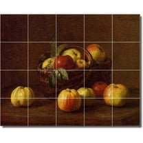 Ceramic Tile Mural-Henri Fantin-Latour Fruit Vegetables Floor Tile Mural 14. 60" w x 48" h using (20) 12 x 12 ceramic tiles