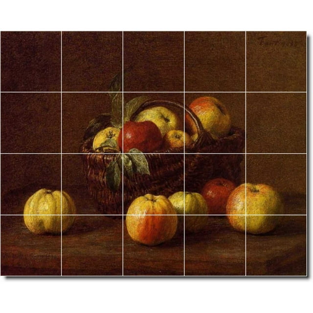 Ceramic Tile Mural-Henri Fantin-Latour Fruit Vegetables Floor Tile Mural 14. 60" w x 48" h using (20) 12 x 12 ceramic tiles