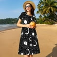thumbnail image 4 of Balery Crescent and Stars Pattern Womens Dresses Loose Short sleeve Sundresses Swimsuit Coverup 2025 Summer Casual Dress for Women - A-Line Swing Dress, 4 of 6