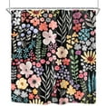 thumbnail image 6 of Extra Long Black Floral Shower Curtain for Bathroom Decor 72Wx84H Watercolor Cute Plants Spring Girly Women Colorful Boho Art Printed Fabric Polyester Waterproof 12 Pack Plastic Hook, 6 of 15