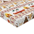 thumbnail image 2 of Ambesonne Ethnic Fitted Sheet, Geometrical Borders Art, Full Size, Red Marigold and White, 2 of 3