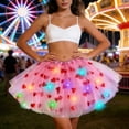 thumbnail image 2 of XIAOCHA Women Heart LED Light-Up Tutu Skirt Elastic Waist Layered Glitter Tulle Mini Skirt Party Festival Dance Wear Skirt, 2 of 7