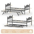 thumbnail image 2 of Kojooin Metal Twin Daybed with Pop-Up Trundle – Foldable Guest Sofa Bed Frame with Headboard, Heavy Duty Steel Slats Platform for Bedroom, Living Room, 2 of 7