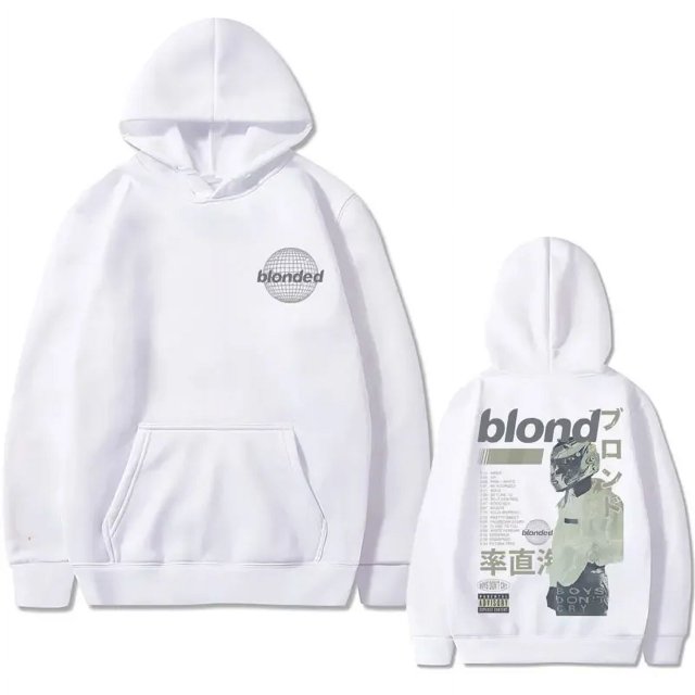 Sudadera con capucha con estampado de doble cara de rapero Frank, sudadera de Hip Hop rubia de Rap para hombre, ropa de calle Vintage para hombre y mujer
