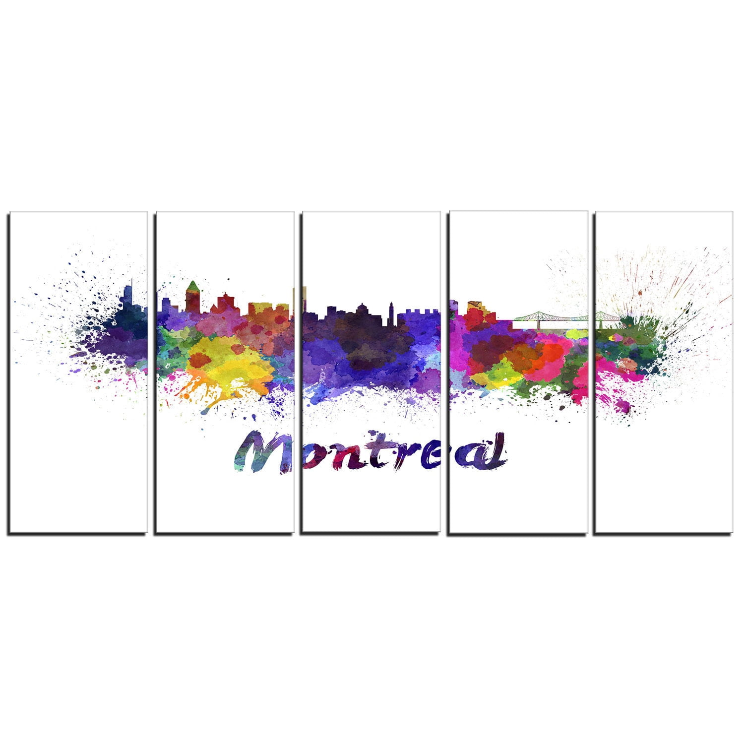Designart 'Montreal Skyline ' Multipanel Cityscape Extra Large Metal Wall Art Print