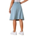 thumbnail image 3 of INSPIRE CHIC Women's Denim Skirt Raw Hem Button Down A-Line Midi Jeans Skirts XS Light Blue, 3 of 6