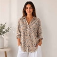 thumbnail image 5 of Nyfairy Women Floral Print Button Down Blouse, Long Sleeve Dressy Casual V Neck Loose Fit Shirts, 5 of 5