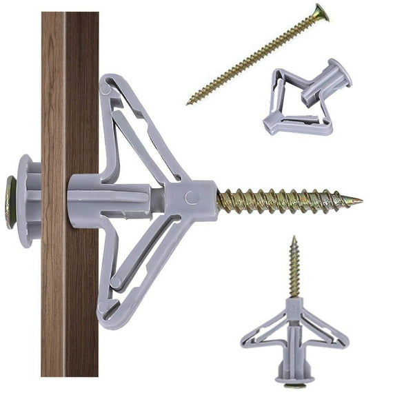 BIcmte Drywall Anchor with Screw Kit - 50 Set Nylon Plastic Drywall and Hollow Wall Anchor Kit