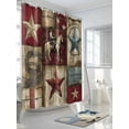 thumbnail image 3 of Fsddascl Texas Star Vintage Shower Curtain Set - 60" x 72" Washable Bathtub Curtain with 12 Hooks, Country Star Western Cowboy Waterproof Fabric Stall Shower Curtains for Bathroom/Bathtub Décor, 3 of 6