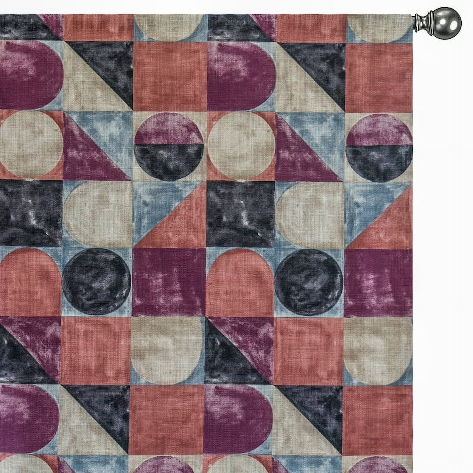 Fabric Mart Direct Squares & Circles Fabric By The Yard, 12 Continuous Yards Burgundy Printed Cotton Fabric, Upholstery Fabric, Curtain & Drapery Fabric, Fabric For Pillows