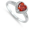 thumbnail image 4 of CHOOSE YOUR COLOR Simulated Ruby Heart Halo Wedding Ring 925 Sterling Silver Band Red CZ Female Size 5, 4 of 4