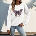 thumbnail image 2 of Womens Oversized Sweatshirts Butterfly Graphic Long Sleeve Crew Neck Casual Plain Pullover Tops White, 2 of 4