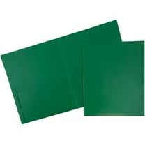 JAM Paper Heavy Duty Plastic 2 Pocket School Folders, Green, 3/Pack