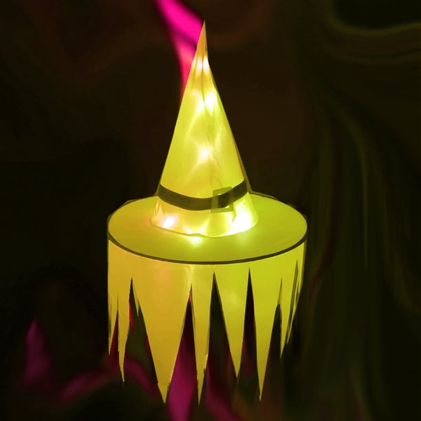 Xihbxyly Sombrero de Bruja Led, Decoración Luminosa para Fiesta de Halloween, Diseño Iluminado, Decoración para Interiores y Exteriores, Bajo Consumo, Configuración Relajante, Tamaño 40 Cm, Juego de