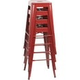 thumbnail image 5 of Lacoo Indoor-Outdoor 30'' Modern Tolix Style Metal Backless Light Weight Bar Stools with Square Seat, Red, 5 of 7