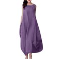 thumbnail image 2 of Sakmal Dresses for Curvy Women Purple Tank Maxi Plus Size Dress Boat Neck Sleeveless Solid Dresses, 2 of 6