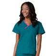 thumbnail image 1 of Maevn Core Contrast Y-Neck Mock Wrap Scrub Top [XXS - 5XL, FREE SHIPPING], 1 of 1