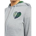 thumbnail image 3 of EV1 from Ellen Degeneres Plaid Heart Front Zip-Up Fleece Hoodie Women's, 3 of 4