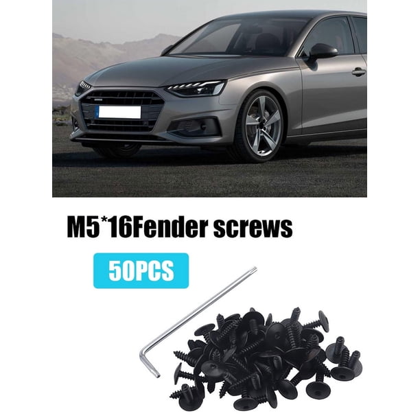 Tornillos Autorroscantes M5 X 16 Mm Con Tuercas – 30 Unidades En Negro, De Metal Con Base De Plástico, Para Guardabarros, Parachoques Y Paneles De Coche (referencia N90974701)