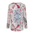 thumbnail image 5 of Kayannuo Fall Tops for Women Clearance Long Sleeve V-Neck Floral Print Womens Blouses and Tops Fashion versatile Miss Tops Printing Casual Loose Blouse T-shirt Tops, 5 of 8