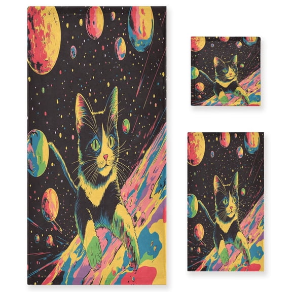 BZSMCE 3piece Bath Towel Sets Hand Bath Towels Fashion Interstellar Prowler Printed Towel Sets