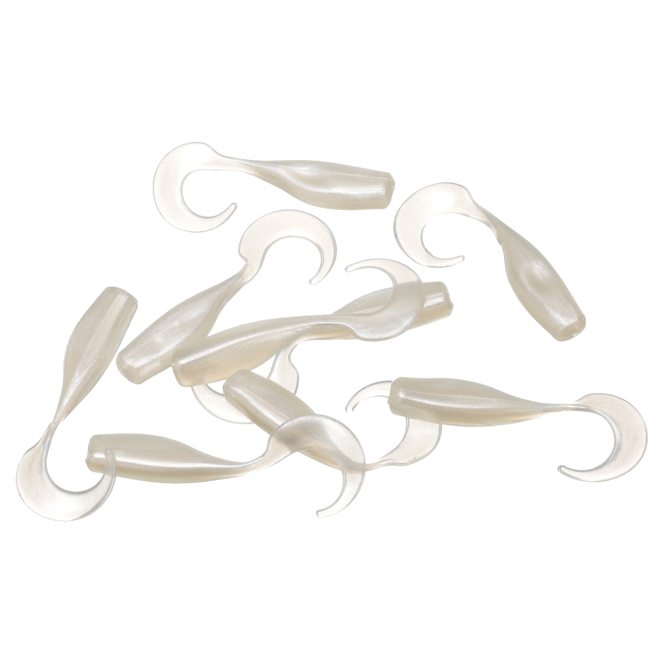 Creme 2" Curl Tail Shad Lure, Pearl, 12 Pack