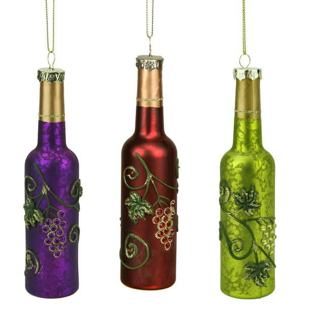6" Tuscan Winery Purple Wine Bottle Mercury Finish Glass Christmas