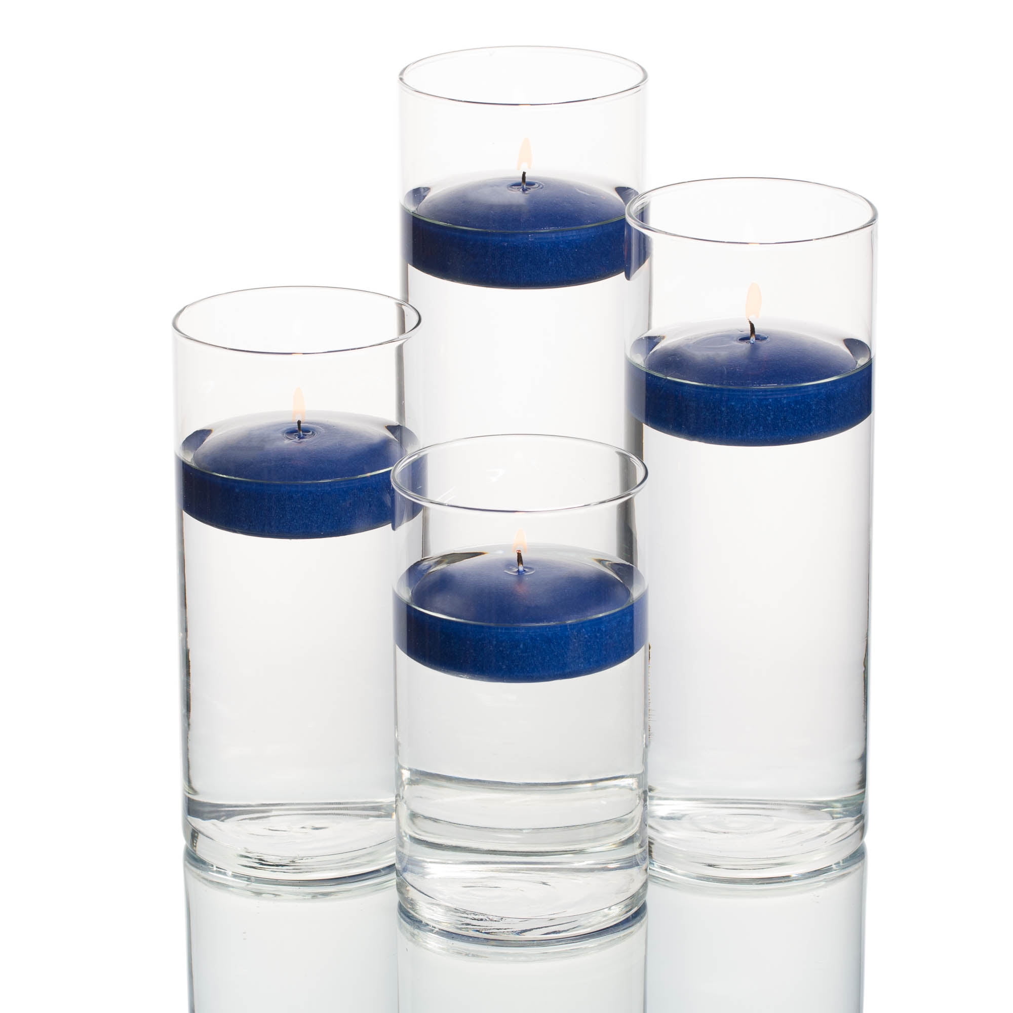Richland Floating Candles & Eastland Cylinder Holders Navy Blue Set of