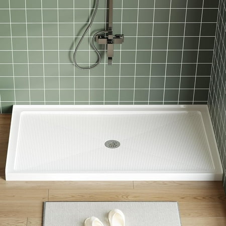 Shower Tray With Anti-Slip Particles, White, Three-Sided Waterproof + Abs American Standard Drain