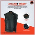thumbnail image 5 of Daniel Smart S to 12XL Men leather vest Cowhide Motorcycle Leather Vest with Side laces, Without Collar, 5 of 7