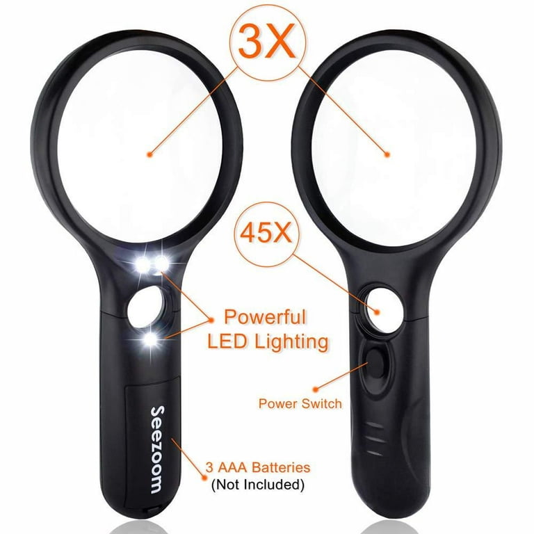 Magnification 3X Handheld Coin Magnifying Glass With LED Light 131mm Large Lens  Lighted Reading Magnifier UV Detecting Loupe - AliExpress