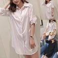 thumbnail image 5 of Women Girl Fashion White Black Long Sleeve V Neckline Slim Shirt Oversize Dress, 5 of 7